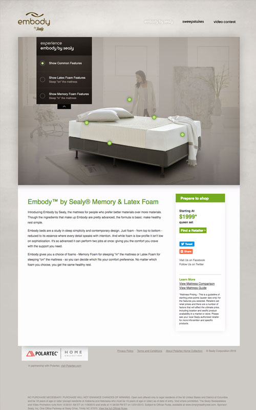 Embody by Sealy Website Preview
