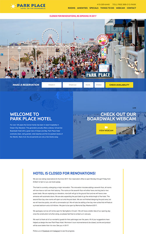Park Place Hotel Website Preview
