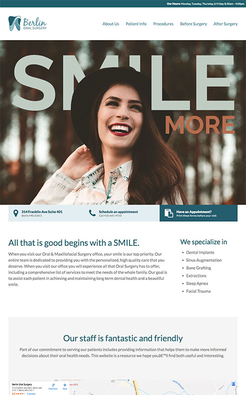 Berlin Oral Surgery Website Preview