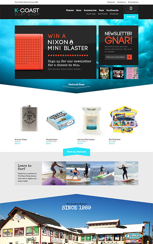 K-Coast Surf Shop Website Preview